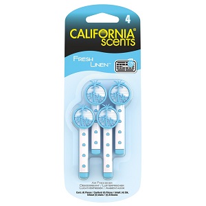 California Scents Vent Stick Fresh Linen - Čerstvě vypráno, vonné kolíčky 4 ks