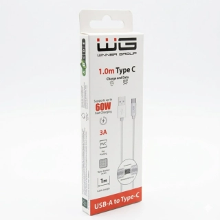 WG Datový kabel USB-A_Type-C, 3 A, bílý, 100 cm