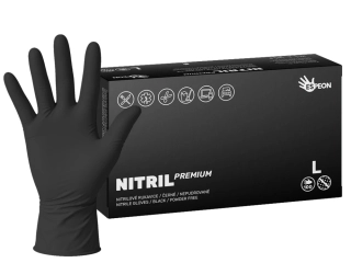 Nitrilové rukavice NITRIL PREMIUM 100 ks, nepudrované, černé, 4.0 g, Velikost L