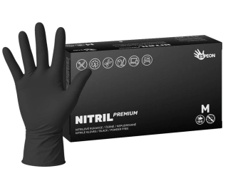Nitrilové rukavice NITRIL PREMIUM 100 ks, nepudrované, černé, 4.0 g, Velikost M