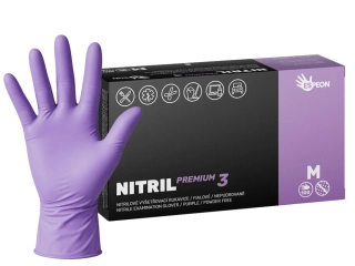 Nitrilové rukavice NITRIL PREMIUM3 100 ks, nepudrované, fialové, 4.0 g, Velikost M