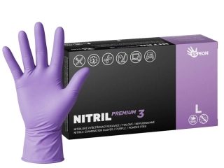 Nitrilové rukavice NITRIL PREMIUM3 100 ks, nepudrované, fialové, 4.0 g, Velikost L