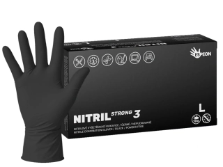 Nitrilové rukavice NITRIL STRONG3 100 ks, nepudrované, černé, 5.0 g, Velikost L