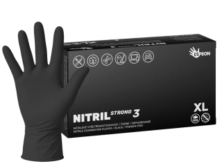 Nitrilové rukavice NITRIL STRONG3 100 ks, nepudrované, černé, 5.0 g, Velikost XL