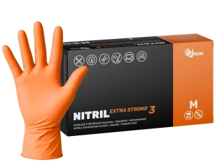 Nitrilové rukavice NITRIL EXTRA STRONG3 100 ks, nepudrované, oranžové, 5.4 g, Velikost M