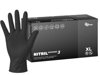 Nitrilové rukavice NITRIL DIAMOND3 100 ks, nepudrované, černé, 8.0 g, Velikost XL